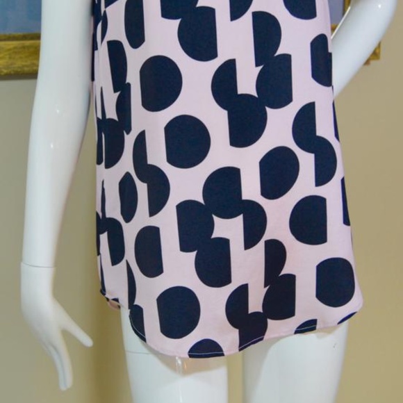 🆕🏷️  Rebecca  Blush/Caviar Polka Dot Print Stretch Retro Silk Blouse. Size 2-6 - Picture 12 of 12